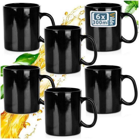 Grupa Orion Sp. z o.o. Kubki Szklane 300 ml 6 Szt. ORION Czarne Szkło Opalowe do Zmywarki