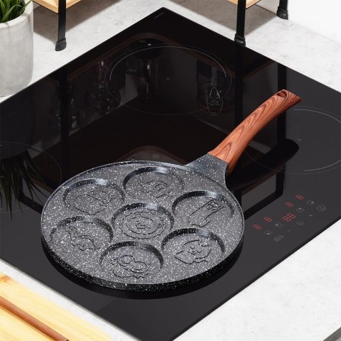 Grupa Orion Sp. z o.o. Patelnia do Jajek Granitowa 7 Otworów 26 cm VILDE Black&Wood Indukcja