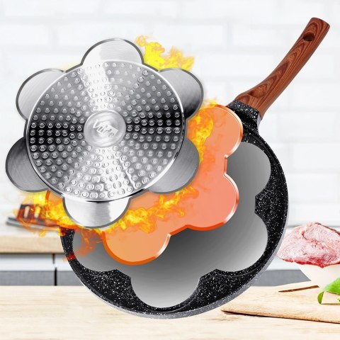 Grupa Orion Sp. z o.o. Patelnia do Jajek Granitowa 7 Otworów 26 cm VILDE Black&Wood Indukcja