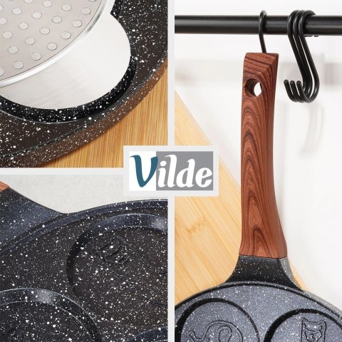 Grupa Orion Sp. z o.o. Patelnia do Jajek Granitowa 7 Otworów 26 cm VILDE Black&Wood Indukcja