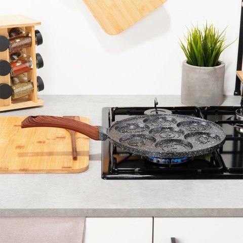 Grupa Orion Sp. z o.o. Patelnia do Jajek Granitowa 7 Otworów 26 cm VILDE Black&Wood Indukcja