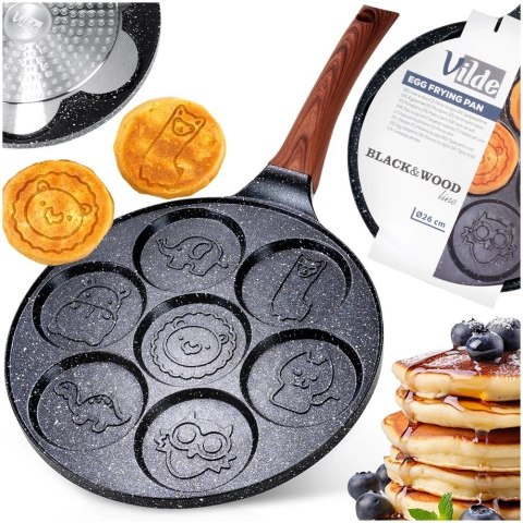 Grupa Orion Sp. z o.o. Patelnia do Jajek Granitowa 7 Otworów 26 cm VILDE Black&Wood Indukcja