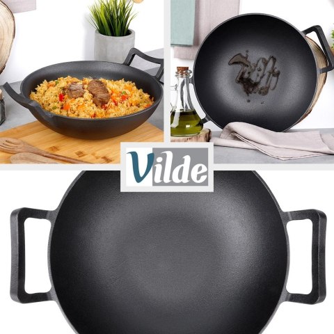 Grupa Orion Sp. z o.o. Patelnia Wok Żeliwna 32 cm VILDE Cast Line do Piekarnika Indukcja