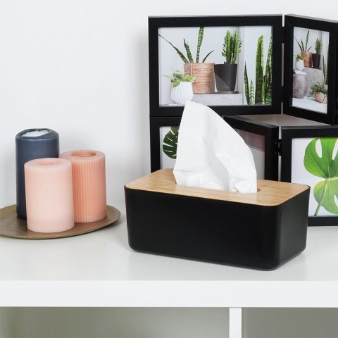 Grupa Orion Sp. z o.o. Pojemnik na Chusteczki Czarny Bambus 24 x 13 x 9,5 cm z Drewnianą Pokrywą