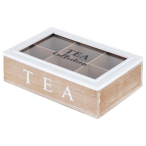 Grupa Orion Sp. z o.o. Pojemnik Herbatę Drewniany z Przegródkami 24,5 x 16 x 7 cm VILDE z Napisem