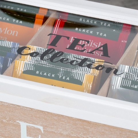 Grupa Orion Sp. z o.o. Pojemnik Herbatę Drewniany z Przegródkami 24,5 x 16 x 7 cm VILDE z Napisem