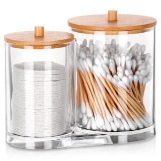 Grupa Orion Sp. z o.o. Zestaw Pojemników na Patyczki Płatki 15 x 9 x 12,5 cm z Bambusową Pokrywą