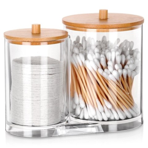 Grupa Orion Sp. z o.o. Zestaw Pojemników na Patyczki Płatki 15 x 9 x 12,5 cm z Bambusową Pokrywą