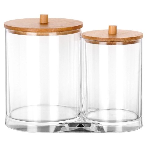 Grupa Orion Sp. z o.o. Zestaw Pojemników na Patyczki Płatki 15 x 9 x 12,5 cm z Bambusową Pokrywą