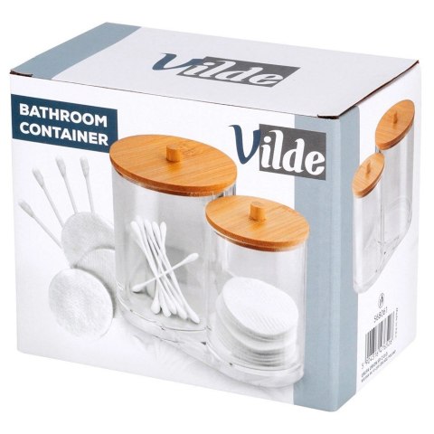 Grupa Orion Sp. z o.o. Zestaw Pojemników na Patyczki Płatki 15 x 9 x 12,5 cm z Bambusową Pokrywą