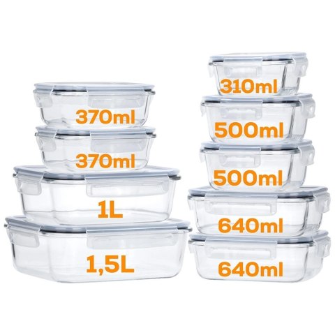 Grupa Orion Sp. z o.o. Zestaw 9 Pojemników Szklanych Szczelny VILDE Piekarnik Mikrofala Mrożenie