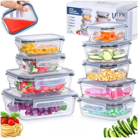 Grupa Orion Sp. z o.o. Zestaw 9 Pojemników Szklanych Szczelny VILDE Piekarnik Mikrofala Mrożenie