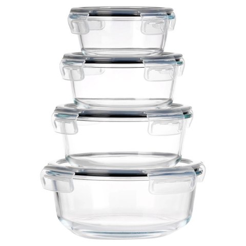 Grupa Orion Sp. z o.o. Zestaw 4 Pojemników Szklanych Okrągły VILDE Szczelny Piekarnik Mrożenie