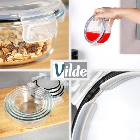 Grupa Orion Sp. z o.o. Zestaw 4 Pojemników Szklanych Okrągły VILDE Szczelny Piekarnik Mrożenie