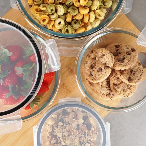 Grupa Orion Sp. z o.o. Zestaw 4 Pojemników Szklanych Okrągły VILDE Szczelny Piekarnik Mrożenie