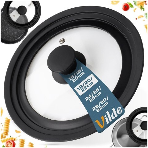 Grupa Orion Sp. z o.o. Pokrywka Szklana Uniwersalna Silikon 18 20 22 cm 3W1 VILDE Zmywarka