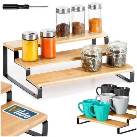 Grupa Orion Sp. z o.o. Półka Kuchenna Drewniana 3 Poziomowa Organizer 32 x 235 cm VILDE Przyprawy
