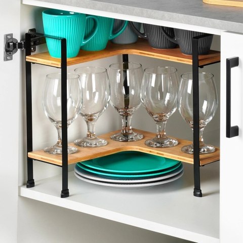 Grupa Orion Sp. z o.o. Półka Kuchenna Drewniana Narożna 2 Poziomy Bambus 335 cm VILDE