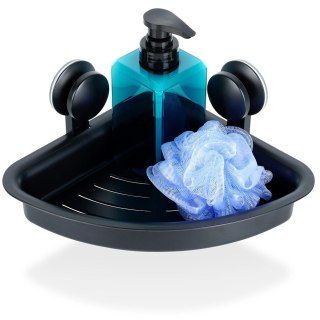 Grupa Orion Sp. z o.o. Półka Pod Prysznic Narożna Czarna na Przyssawki VILDE 28 x 22 cm