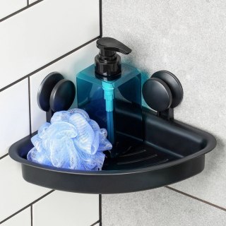 Grupa Orion Sp. z o.o. Półka Pod Prysznic Narożna Czarna na Przyssawki VILDE 28 x 22 cm