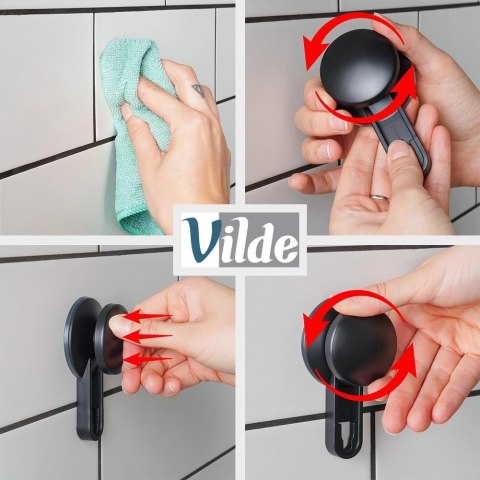 Grupa Orion Sp. z o.o. Półka Pod Prysznic Narożna Czarna na Przyssawki VILDE 28 x 22 cm