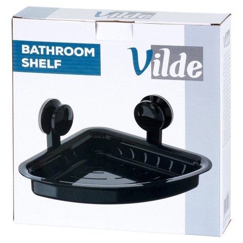 Grupa Orion Sp. z o.o. Półka Pod Prysznic Narożna Czarna na Przyssawki VILDE 28 x 22 cm