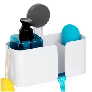 AM/63 Półka Pod Prysznic Biała 3 Przegrody na Przyssawkę 21 x 9 cm BS