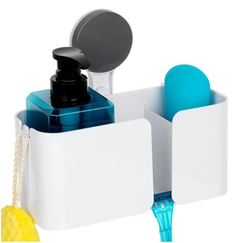 AM/63 Półka Pod Prysznic Biała 3 Przegrody na Przyssawkę 21 x 9 cm BS