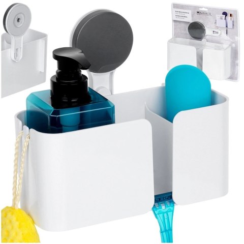 AM/63 Półka Pod Prysznic Biała 3 Przegrody na Przyssawkę 21 x 9 cm BS