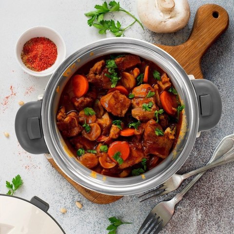 Grupa Orion Sp. z o.o. Termomisa Obiadowa TERMO Stalowa 2 L ORION Kremowy z Praktycznymi Uchwytami