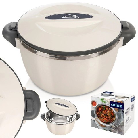 Grupa Orion Sp. z o.o. Termomisa Obiadowa TERMO Stalowa 2 L ORION Kremowy z Praktycznymi Uchwytami