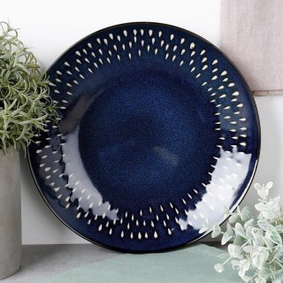 Grupa Orion Sp. z o.o. Talerz Deserowy Ceramiczny Granatowy 22 cm SIAKI COLLECTION Gres Łezka