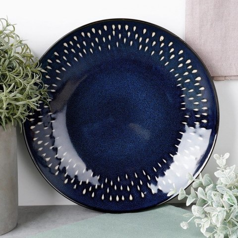 Grupa Orion Sp. z o.o. Talerz Deserowy Ceramiczny Granatowy 22 cm SIAKI COLLECTION Gres Łezka