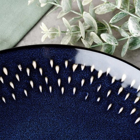 Grupa Orion Sp. z o.o. Talerz Deserowy Ceramiczny Granatowy 22 cm SIAKI COLLECTION Gres Łezka