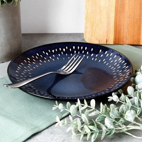 Grupa Orion Sp. z o.o. Talerz Deserowy Ceramiczny Granatowy 22 cm SIAKI COLLECTION Gres Łezka