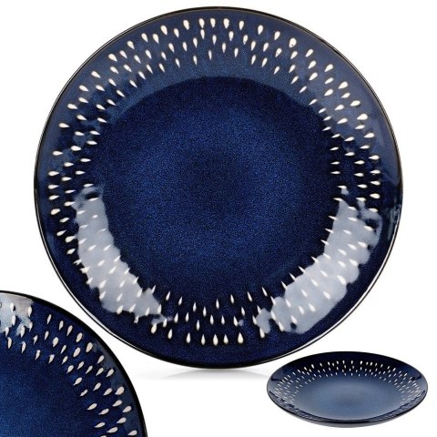 Grupa Orion Sp. z o.o. Talerz Deserowy Ceramiczny Granatowy 22 cm SIAKI COLLECTION Gres Łezka