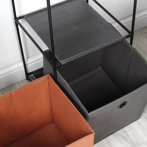 AM/63 Regał Metalowy z 3 Pojemnikami Czarny Szuflady 345 x 345 x 100 cm