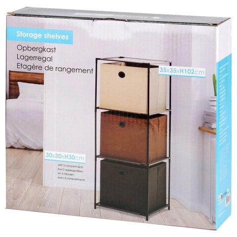 AM/63 Regał Metalowy z 3 Pojemnikami Czarny Szuflady 345 x 345 x 100 cm