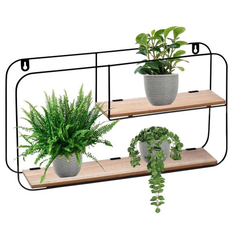 AM/63 Półka Ścienna Metalowa LOFT 2 Poziomy Czarny 52 x 105 cm TRENDS4YOU