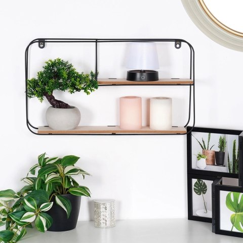 AM/63 Półka Ścienna Metalowa LOFT 2 Poziomy Czarny 52 x 105 cm TRENDS4YOU