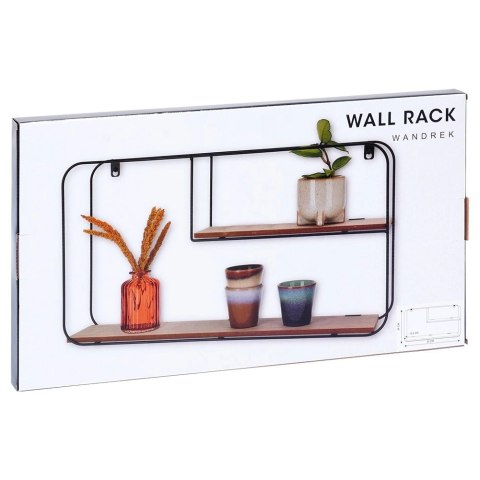 AM/63 Półka Ścienna Metalowa LOFT 2 Poziomy Czarny 52 x 105 cm TRENDS4YOU