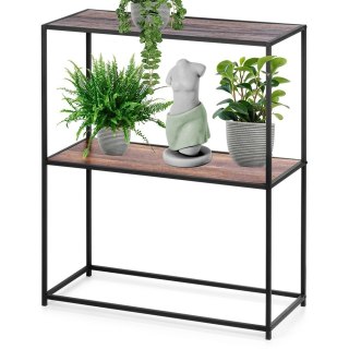 AM/63 Regał Metalowy Czarny MDF 2 Półki 70 x 305 x 85 cm TRENDS4YOU