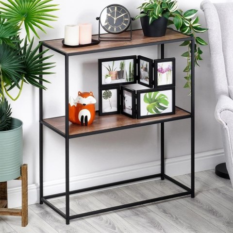 AM/63 Regał Metalowy Czarny MDF 2 Półki 70 x 305 x 85 cm TRENDS4YOU