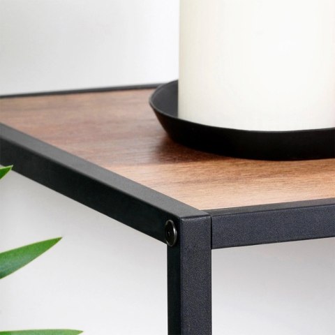 AM/63 Regał Metalowy Czarny MDF 2 Półki 70 x 305 x 85 cm TRENDS4YOU