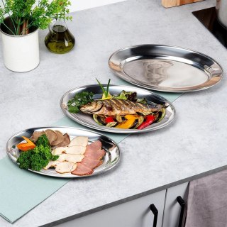 Grupa Orion Sp. z o.o. Zestaw 3 Półmisek Stalowy Owalny Taca do Serwowania Duża Średnia Mała VILDE