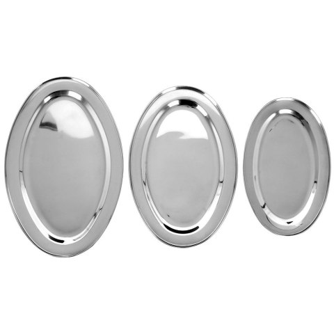 Grupa Orion Sp. z o.o. Zestaw 3 Półmisek Stalowy Owalny Taca do Serwowania Duża Średnia Mała VILDE