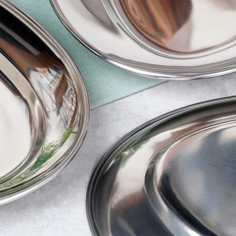 Grupa Orion Sp. z o.o. Zestaw 3 Półmisek Stalowy Owalny Taca do Serwowania Duża Średnia Mała VILDE