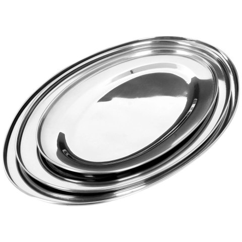 Grupa Orion Sp. z o.o. Zestaw 3 Półmisek Stalowy Owalny Taca do Serwowania Duża Średnia Mała VILDE