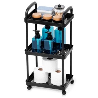 Grupa Orion Sp. z o.o. Regał na Kółkach Czarny 3 Poziomy Mobilny 30 x 21 x 61 cm VILDE