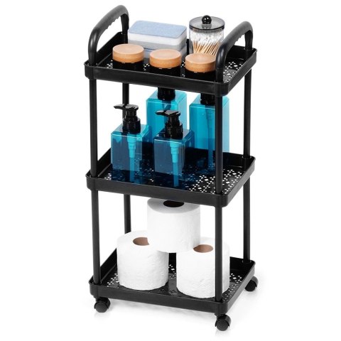 Grupa Orion Sp. z o.o. Regał na Kółkach Czarny 3 Poziomy Mobilny 30 x 21 x 61 cm VILDE